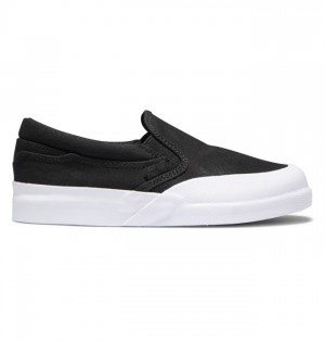 Adidasi DC Infinite Slip Ons Copii Negrii Albi | AQZ4684