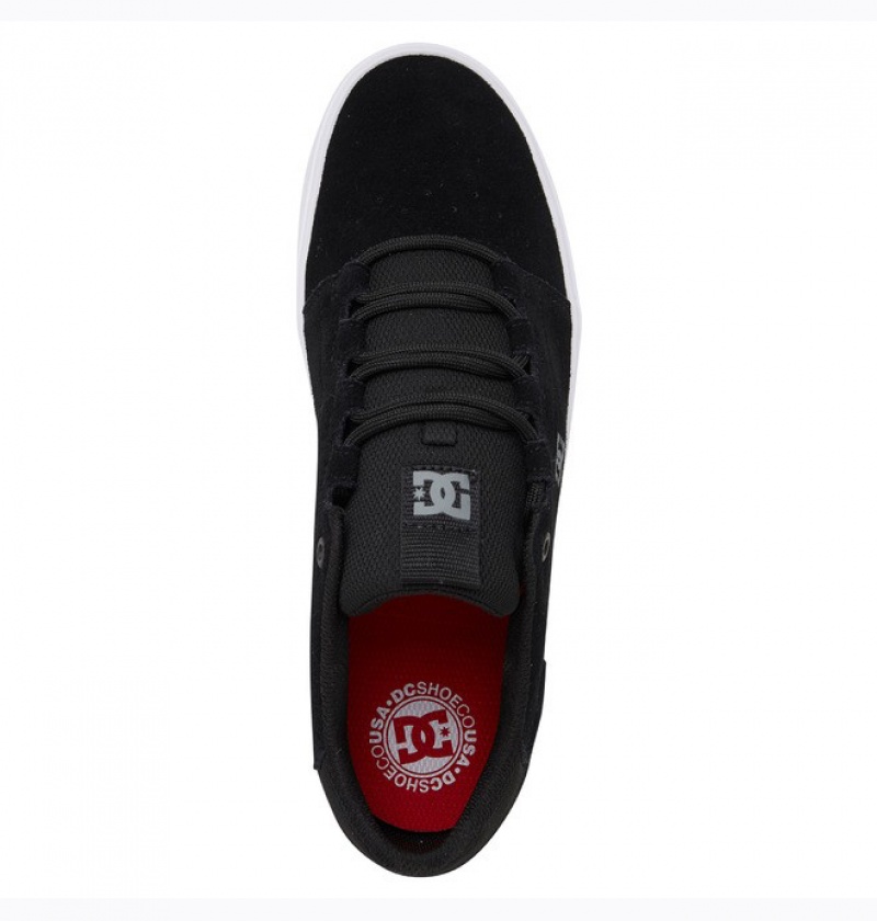 Adidasi DC Hyde S Piele Intoarsa Skate Shoes Barbati Negrii Albi | KVQ1149