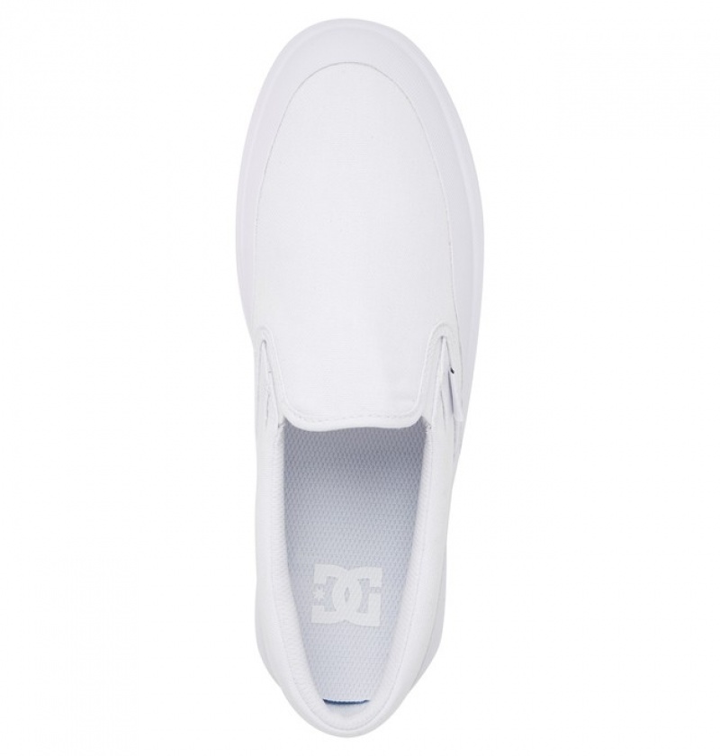 Adidasi DC Infinite Piele Slip Ons Barbati Albi | PNP1975