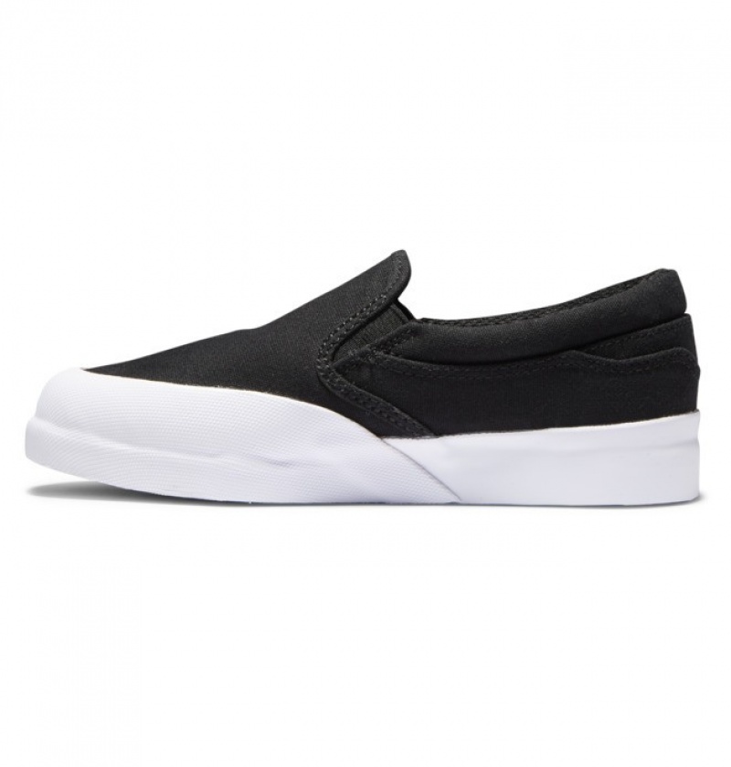 Adidasi DC Infinite Slip Ons Copii Negrii Albi | AQZ4684