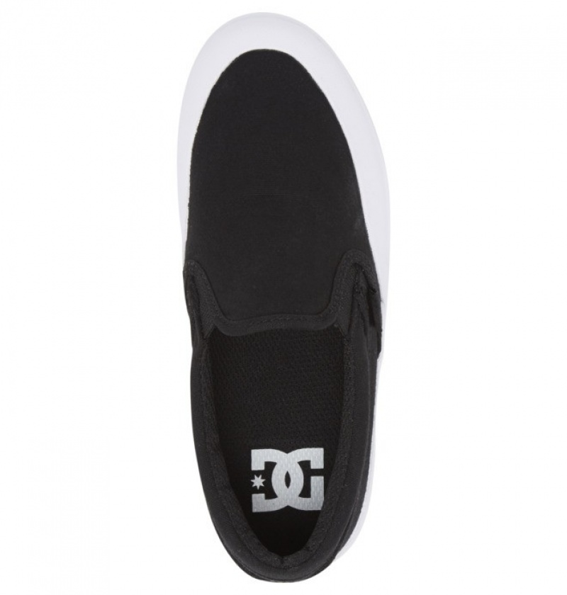 Adidasi DC Infinite Slip Ons Copii Negrii Albi | AQZ4684