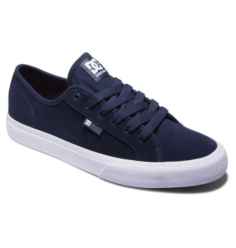 Adidasi DC Manual S Skate Piele Intoarsa Shoes Barbati Bleumarin Albi | EPA4240