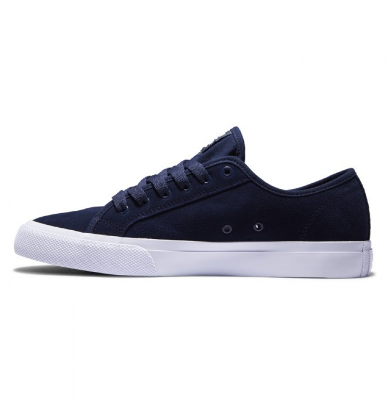 Adidasi DC Manual S Skate Piele Intoarsa Shoes Barbati Bleumarin Albi | EPA4240