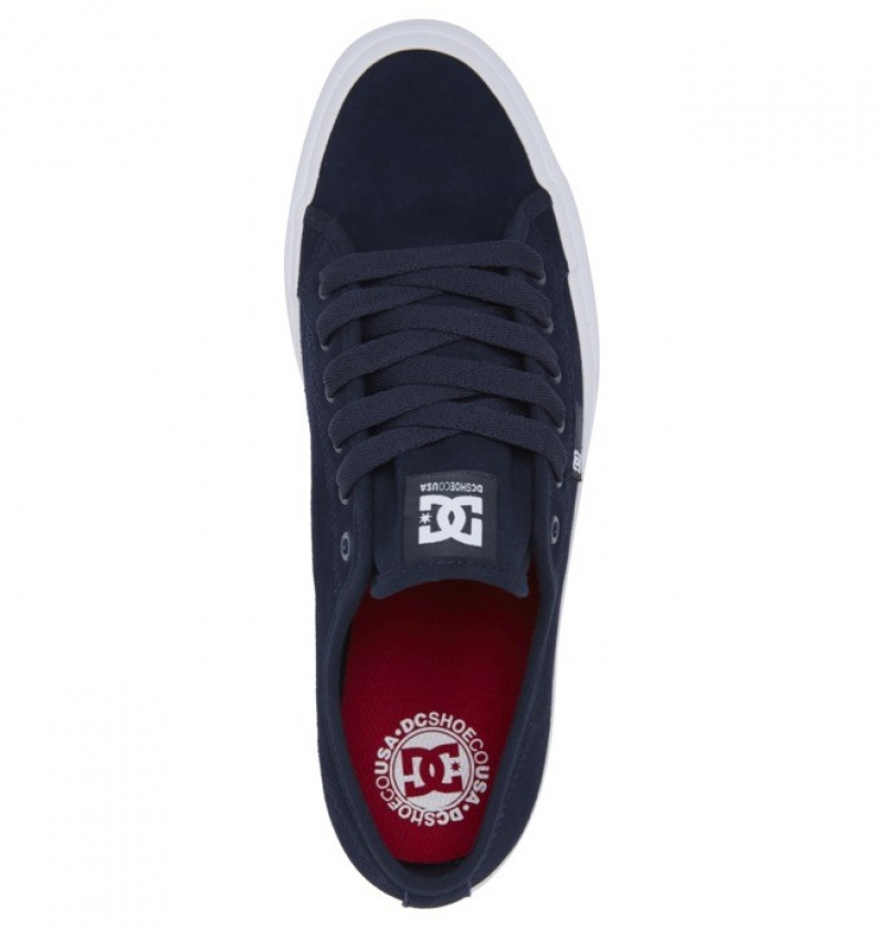 Adidasi DC Manual S Skate Piele Intoarsa Shoes Barbati Bleumarin Albi | EPA4240