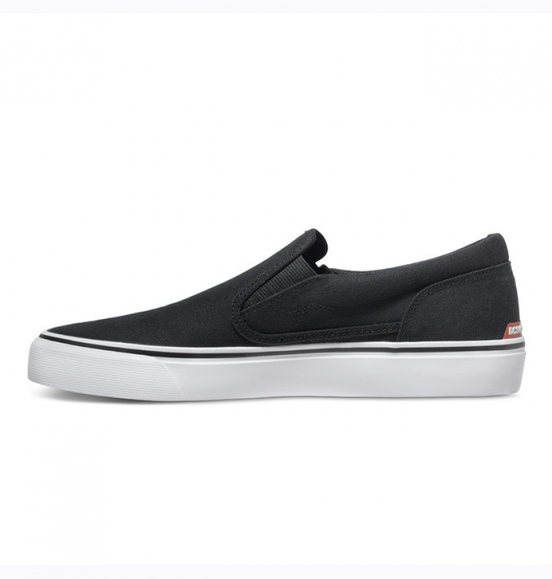 Adidasi DC Trase TX Slip-On Shoes Barbati Negrii Albi | RZJ5682