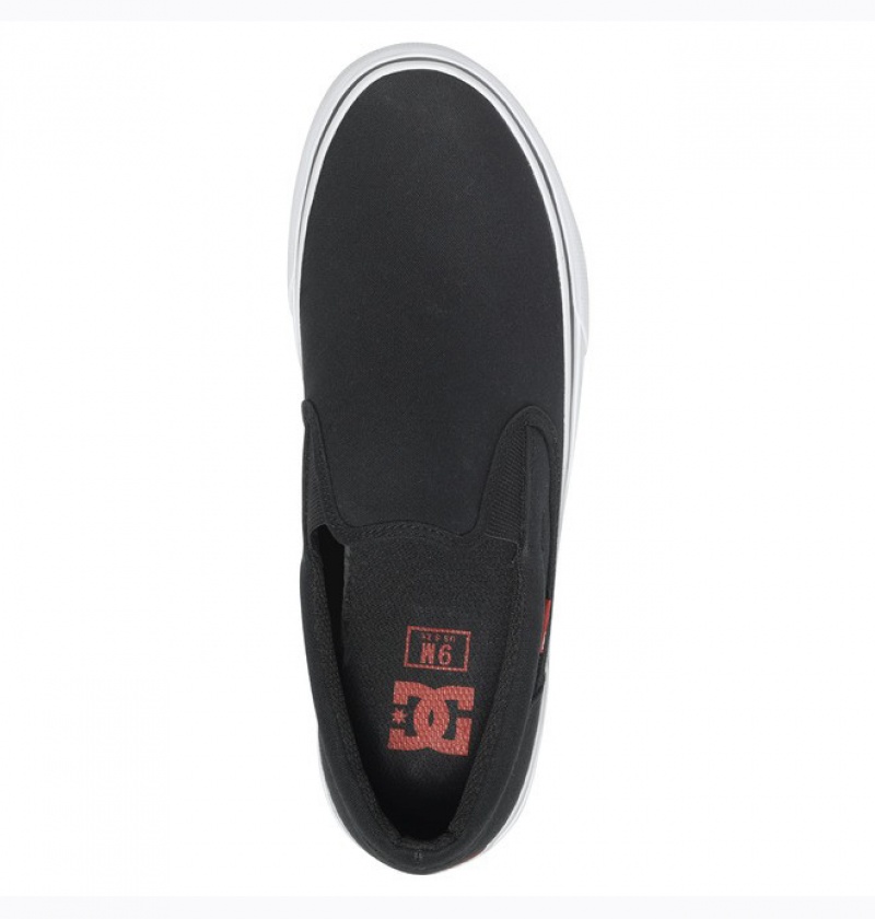 Adidasi DC Trase TX Slip-On Shoes Barbati Negrii Albi | RZJ5682