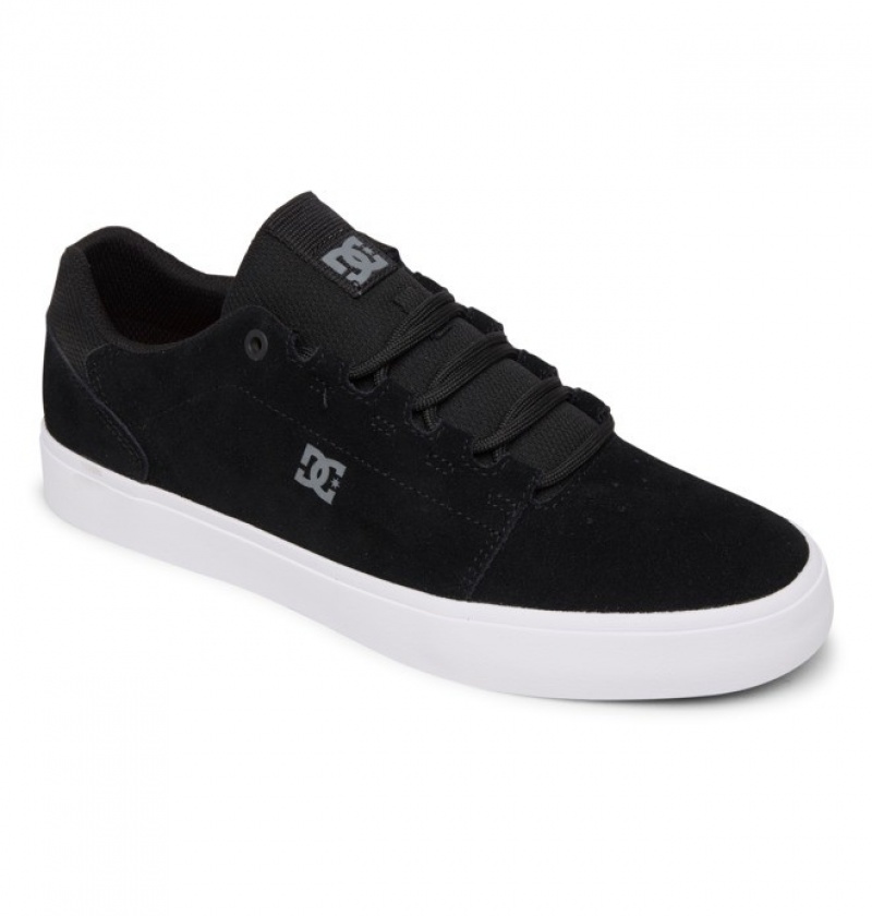 Adidasi Skate DC Hyde S Piele Intoarsa Barbati Negrii Albi | EIF6528