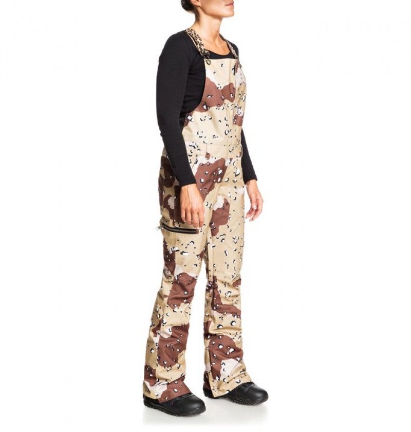 Pantaloni De Snowboard DC Collective Shell Snow Bib Dama Ciocolata Camuflaj | YAK8737