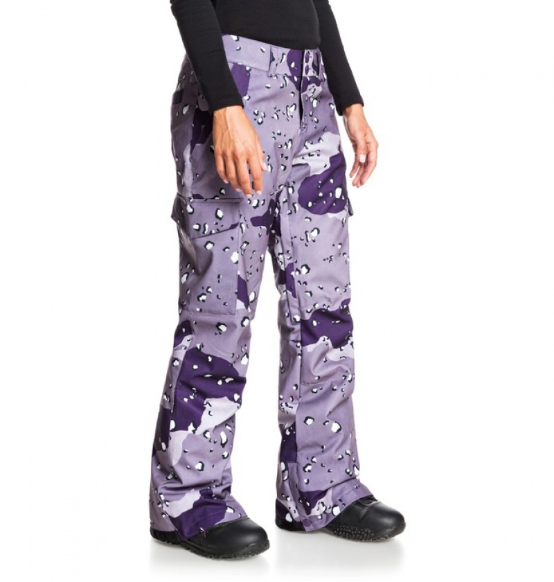 Pantaloni De Snowboard DC Nonchalant Dama Ciocolata Violet Camuflaj | XVZ5974