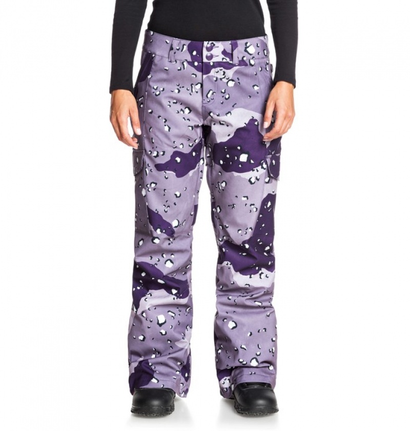 Pantaloni De Snowboard DC Nonchalant Dama Ciocolata Violet Camuflaj | XVZ5974