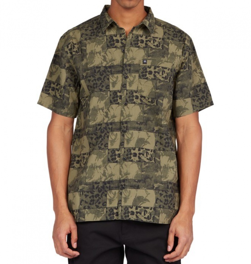 Camasi & Polo DC Tactics Scurte Sleeve Shirt Barbati Verzi Camuflaj | PYC7856